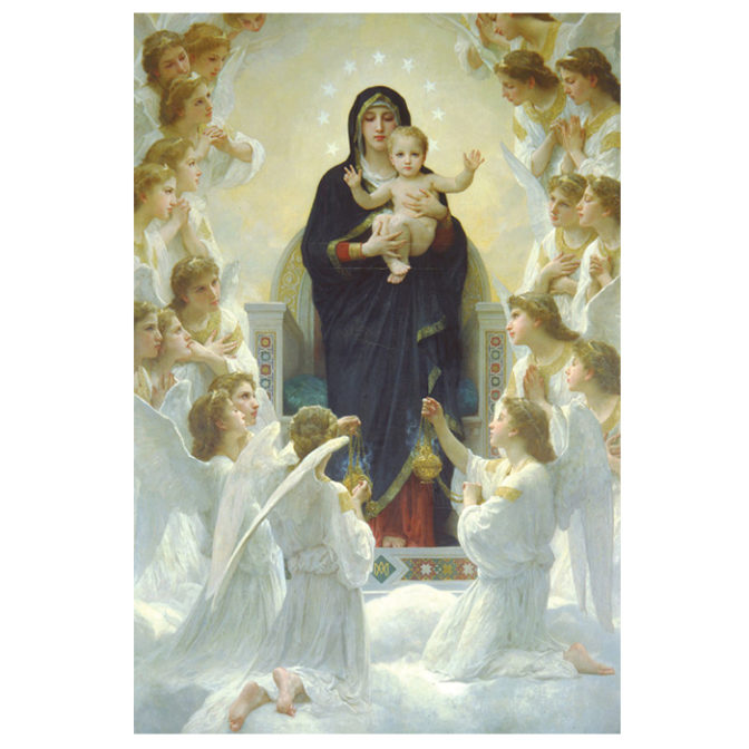 ブグロー作、聖母と天使のポストカード