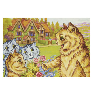 世界の名画【庭にいる猫の家族】ルイス・ウェイン作 ポストカード